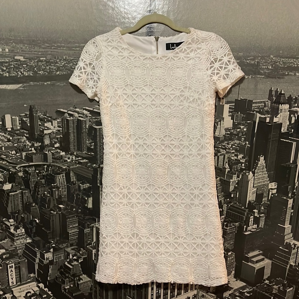 Lulus Love You For Eternity White Lace Shift Dress XS